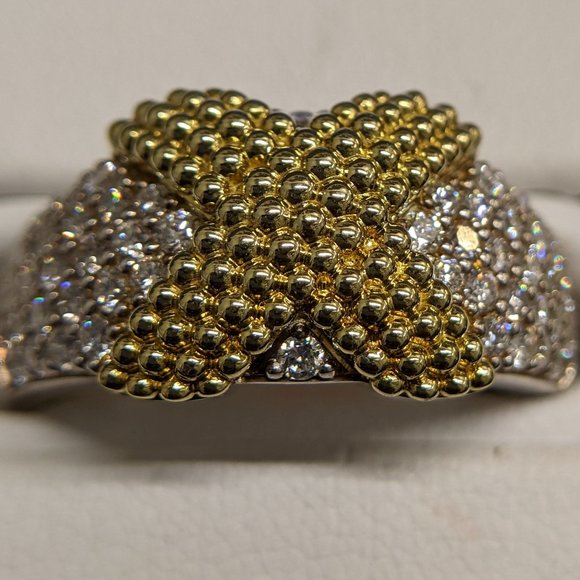 SOLD!!! - LAGOS Caviar Lux X-Wrap Diamond Ring in 18K & Sterling Silver - Picture 3 of 7